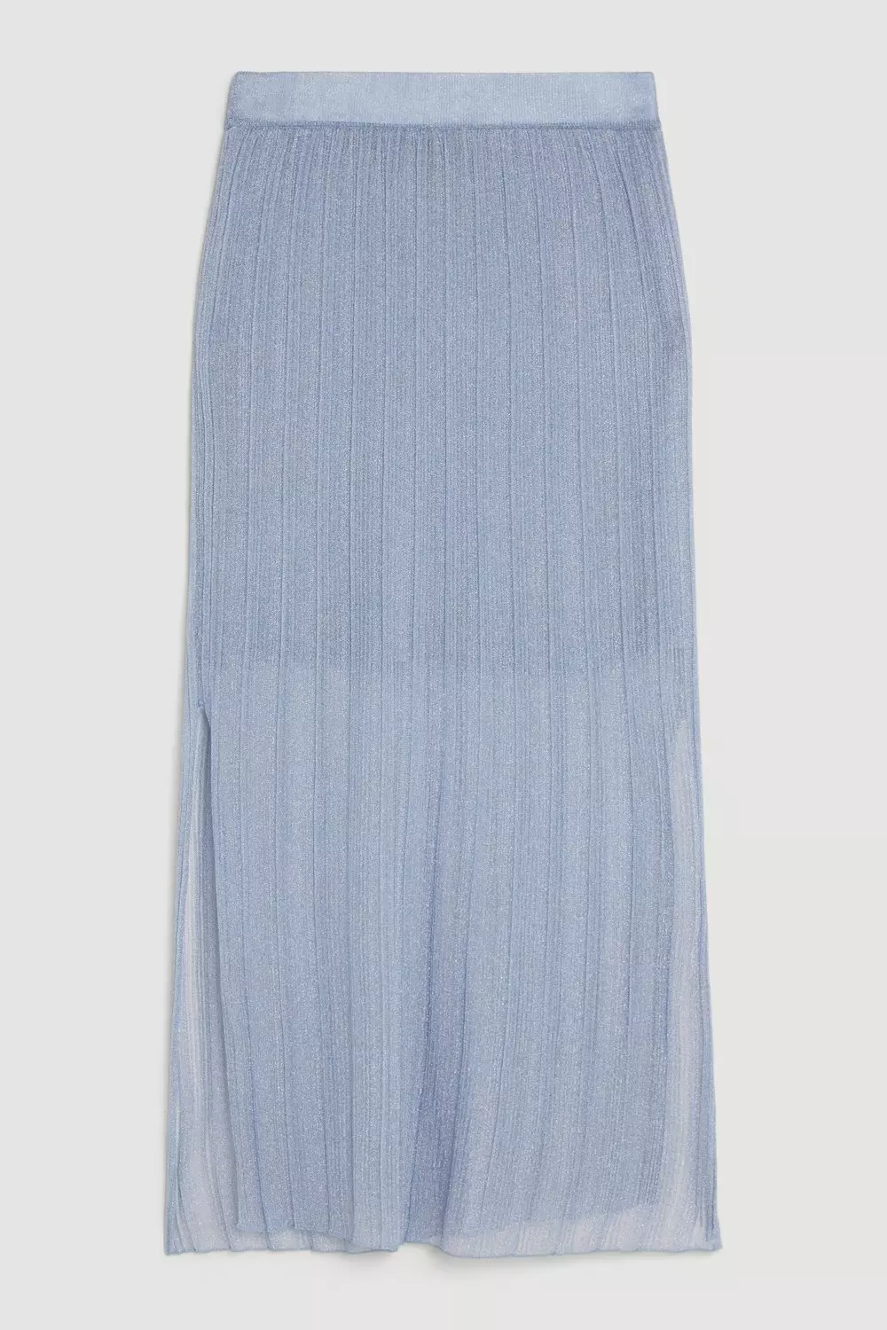 Semi sheer Metallic Thread Split Detail Knit Skirt Karen Millen